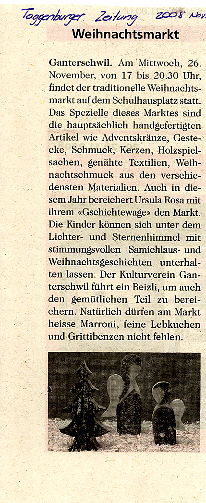 Zeitungsausschnitte vom November 2008